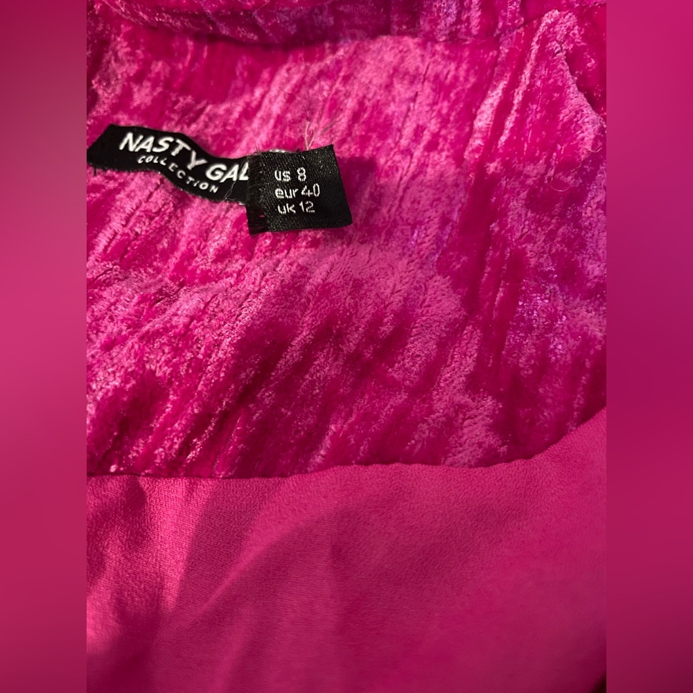 Nasty Gal Fuchsia Crushed Velvet Oversized Blazer - Pink - Picture 10 of 11